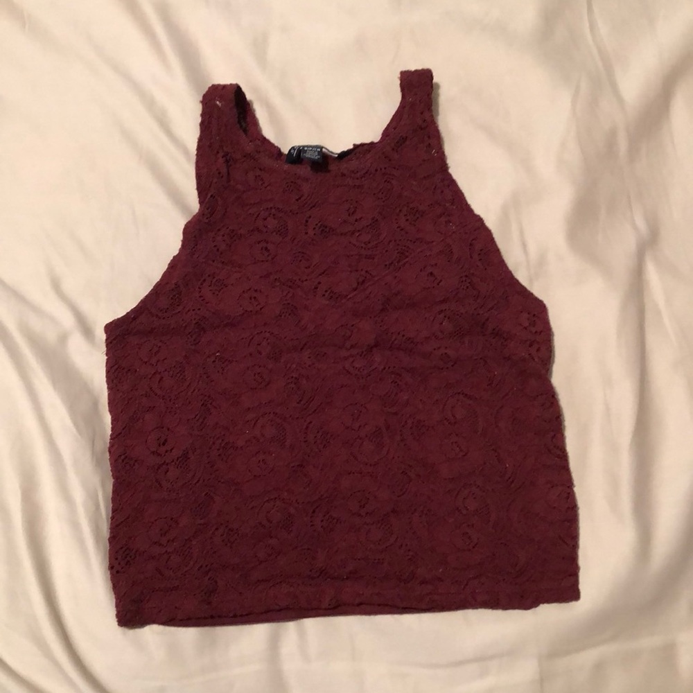 Burgundy lace crop top